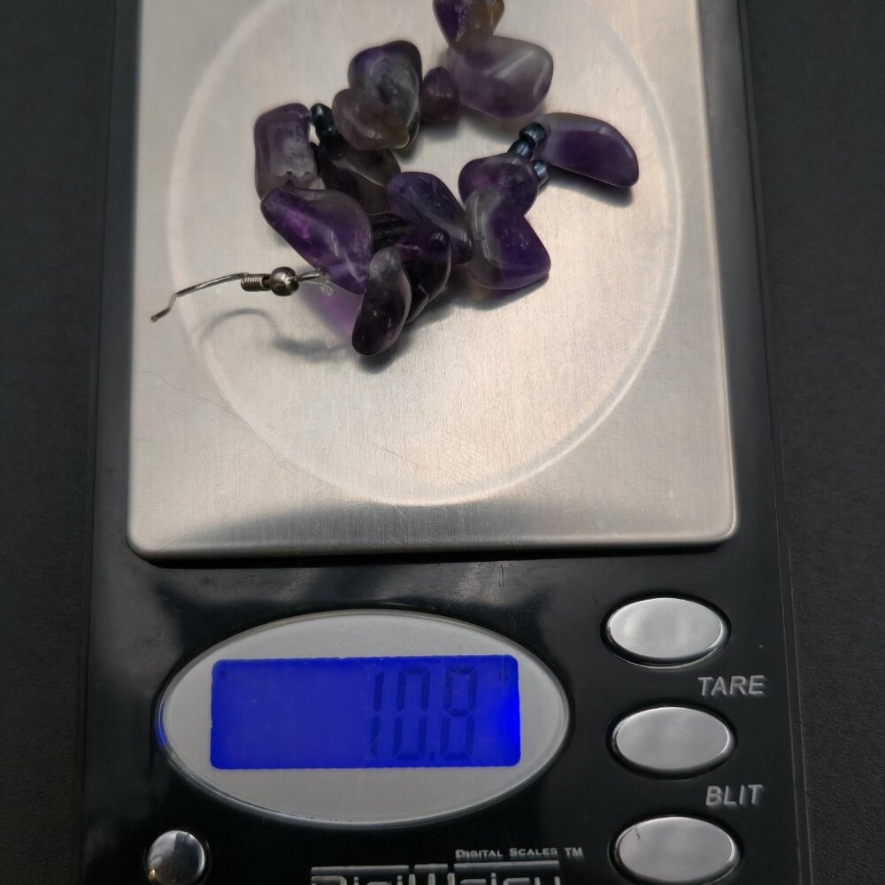 Silver Plated Amethyst Stone Chain Handmade Earrings A7006 - Picture 5 of 5